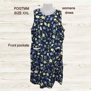 Pogtmm  womens size XXL dress sleeveless navy blue with floral prints